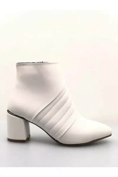 Feles خمسة أحذية نسائية ذات كعب جلد مخطط أبيض