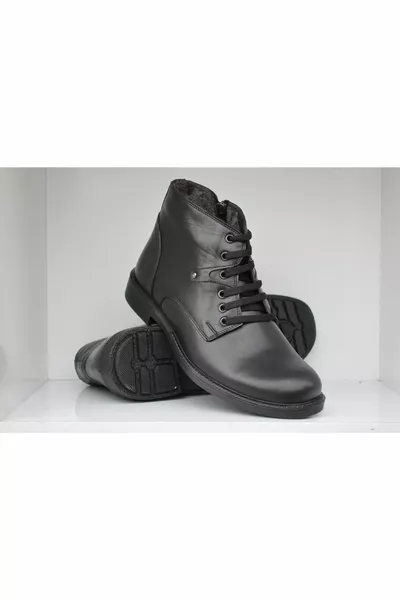 جلد طبيعي سستة المطاط وحيد الفراء أحذية الرجال