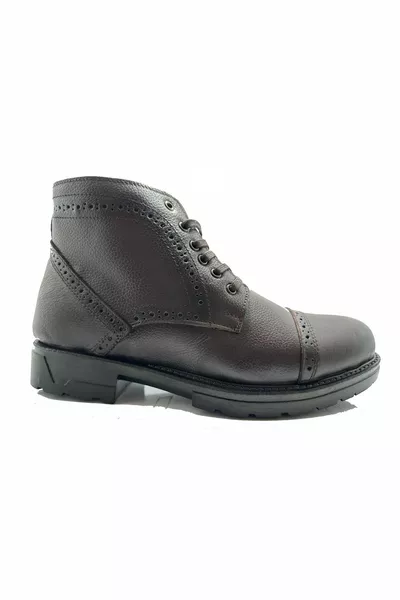  جلد طبيعي بني داخل أحذية رجالية بسحاب من الفراء