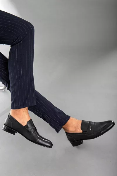 جلد طبيعي قطعة جلدية قائمة بذاتها سوداء رجالية كلاسيكية