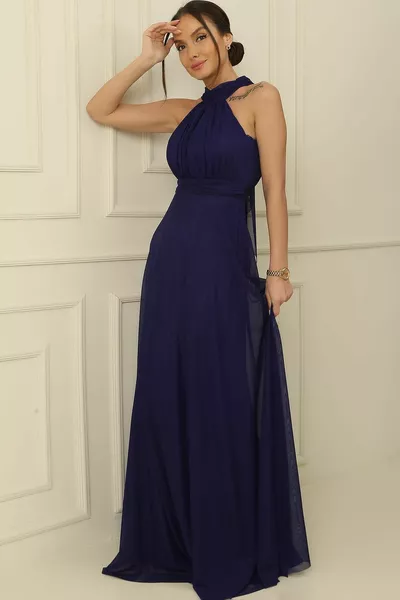 Длинное платье из тюля с подкладкой из галстука