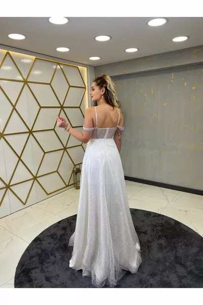 شفاف مفصل هير مساء اللباس الأبيض