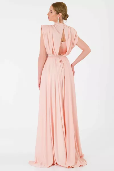 Cape sans manches ceinturée élégante robe de soirée