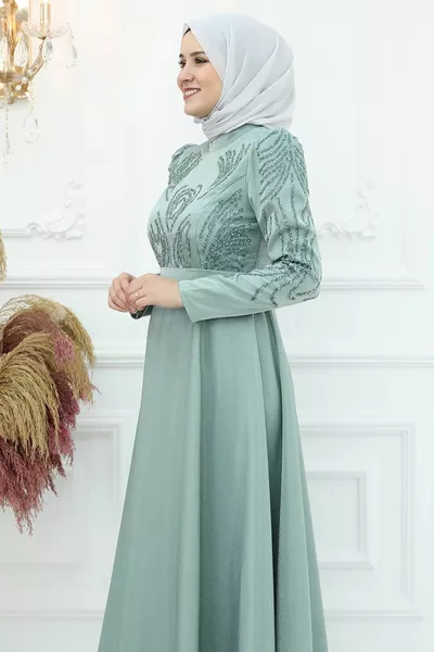 Asiatische Satin Abendkleider Çağla Grün