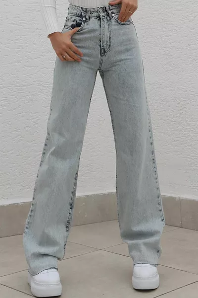 Quinn Lycra Denim a gamba shabby blu ghiaccio da donna Pantaloni palazzo in denim blu ghiaccio