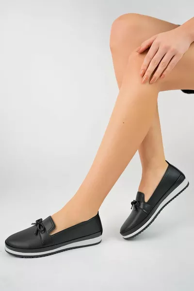 Gepolsterte Sohle Schwarze Haut Damen Schuhe