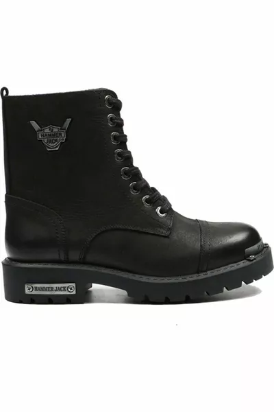  Heren Zwart Echt Leer Metalen Gesp Rubber Dikke Zool Casual Sport Postlaarzen