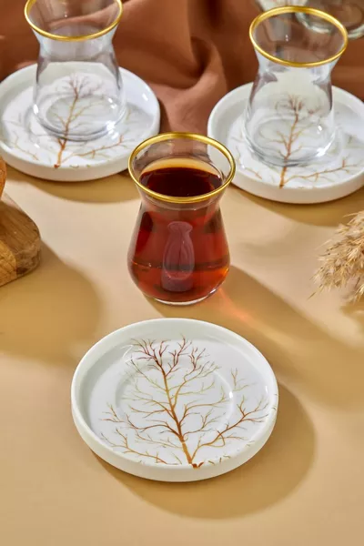 Linden Luxus Keramik Gold Gold Vergoldung  Stück 6 Personen Teetasse Set, Teeservice