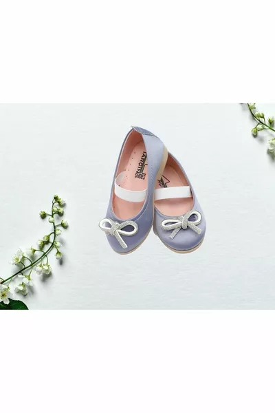 شقق باليه للفتيات من جلد الغزال مع أحجار في الأمام