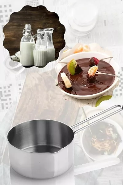 cm Milk Saucepan  Stainless Steel Multi Egg Cooker Nonstick Base Shiny Decorative Handle