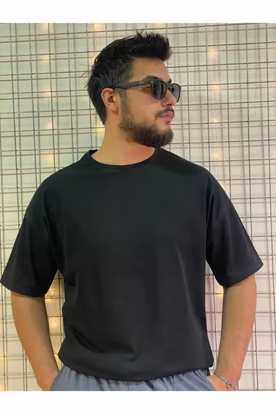 Унисекс изумрудено зелено деколте памучна тениска с оувърсайз гадже