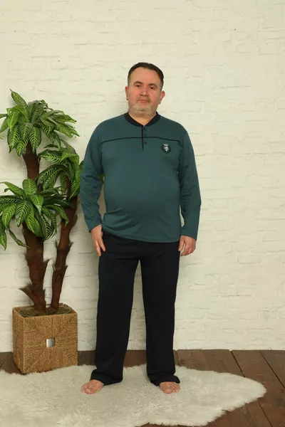 بدلة بيجامة رجالية صيفية بأكمام طويلة وجيوب ومقاس كبير 