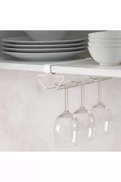  Cm Rafa Takılabilen Kadeh Tutucu Raf Askısı Çelik Beyaz Şarap Kadehi Askısı