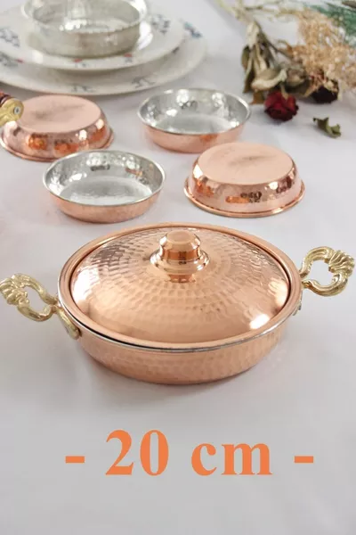 Poêle à œufs épaisse avec couvercle en cuivre, bol profond avec couvercle  cm