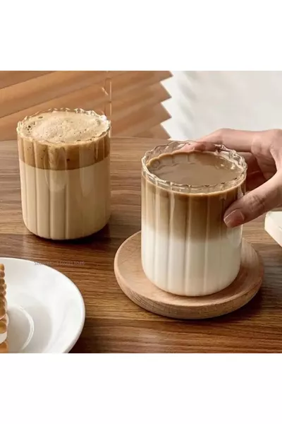  ml hitzebeständiges Pinterest-Glas mit Streifen | Präsentationsglas 1 Stück