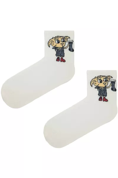 Dobby Temalı Çorap Beyaz