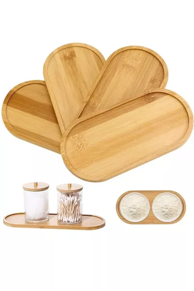 1 Piece Bamboo Oval Serving Tray - Wooden Tray - Oil Bottle Coaster