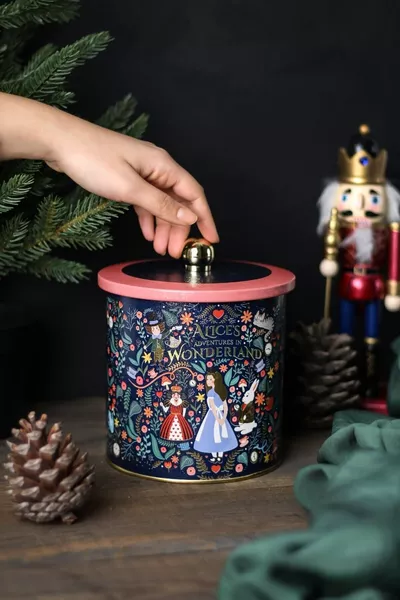 Contenitore in metallo rotondo con motivo Tales, contenitore per alimenti  x  cm, 2,1 litri, -9a