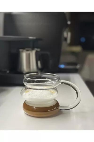 Hitzebeständiges, asymmetrisches Streifen-Übermaß-Kaffeeglas mit Griff für Cocktail- und Kaffeeglasperlen