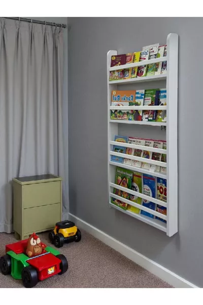 Carmen 4-Shelf Bookcase - White Montessori Bookcase - Children's Room Bookcase