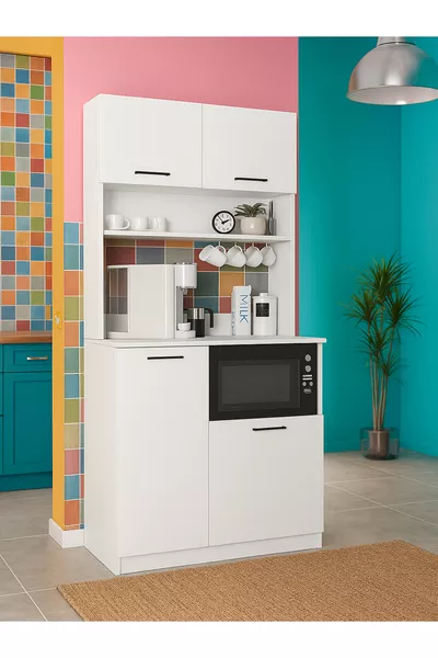 Туко 2 Многофункциональный кухонный шкаф и шкаф для микроволновой печи и шкаф для ванной  см белый