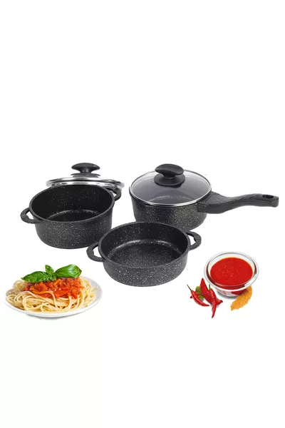 Cast Granite 5-Piece Mini Cookware Set – Easy to Clean, Non-Stick and Non-Burn