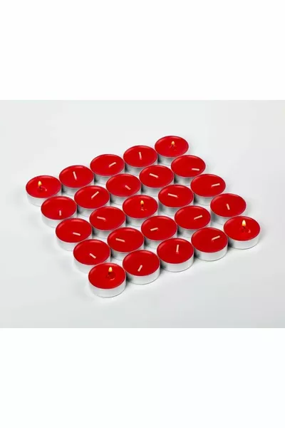 Bougie chauffe-plat - Petite bougie ronde rouge de Noël pour table et sol, lot de 