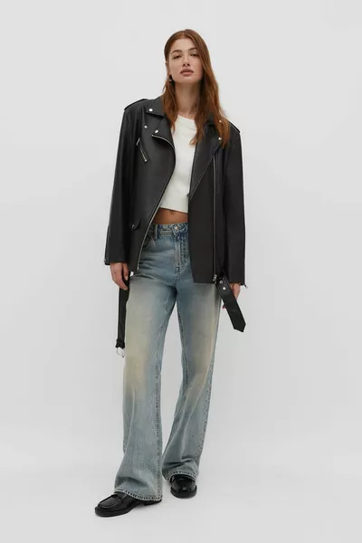 Blouson de motard oversize en simili cuir