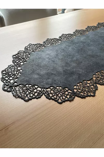 Тъмно сив велурен плат Маса за пътека размер см