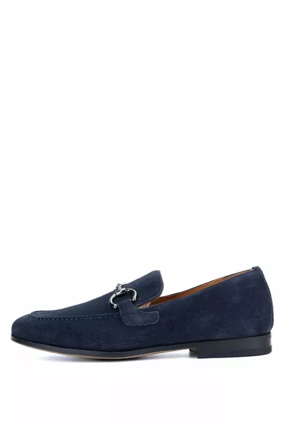 Marineblaue Wildleder-Loafer aus echtem Leder für Herren