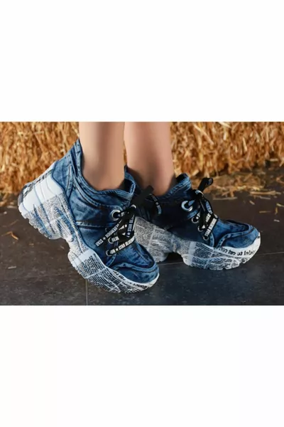 Sneakers da donna in denim blu