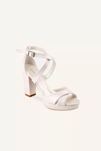 عرق اللؤلؤ ليندون صنادل مريحة بكعب أحذية الزفاف