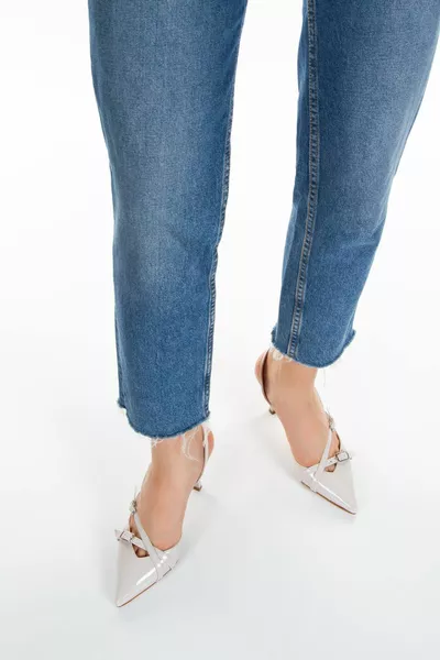 Alisia double-strap buckle detailed patent leather women's heels