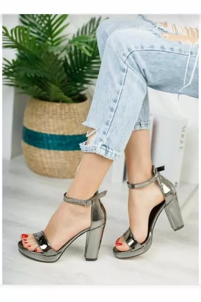 Platinum Mirror High Heels Ankle Tie Women's Platform Classic Shoes