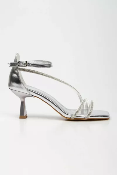 7 cm Zilver Stone Thin Heels Dames