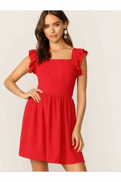 الأحمر كريب النسيج منخفضة قطع البسيطة اللباس مساء اللباس التخرج اللباس  