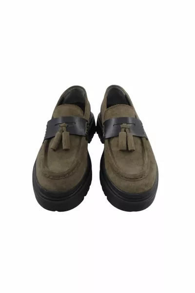  لوفر ديلي لوفر للرجال بشراشيب خضراء من جلد الغزال - أنيلين أسود