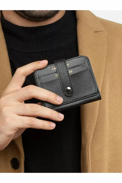 فو الجلود أنيقة الرجال حامل بطاقة المحفظة