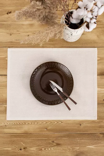 Texture | 8 Pcs Organic Raw Linen American Service cm