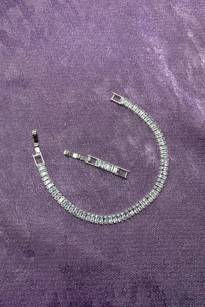 Bracelet femme en pierre de zircon plaqué argent modèle baguette Waterway