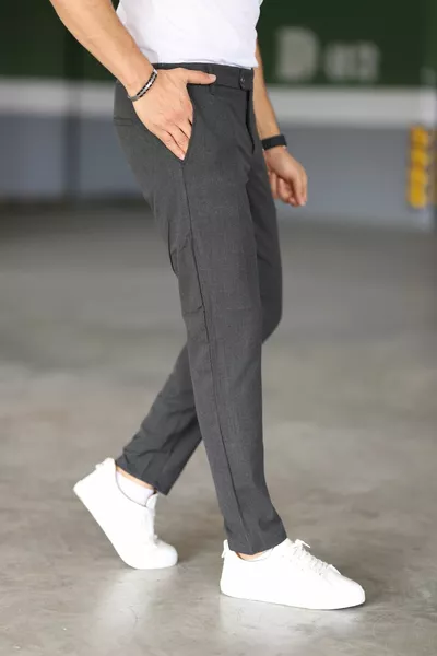 Pantaloni da uomo in tessuto flessibile in lycra di qualità colore antracite