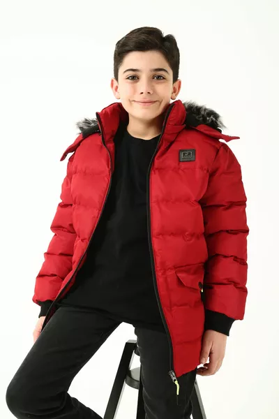 Мужское красное съемное толстовка с капюшоном водонепроницаемое и ветрозащитное детское пальто и пальто с мехом внутри