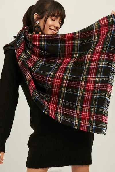 Клетчатый мягкий текстурированный шарф