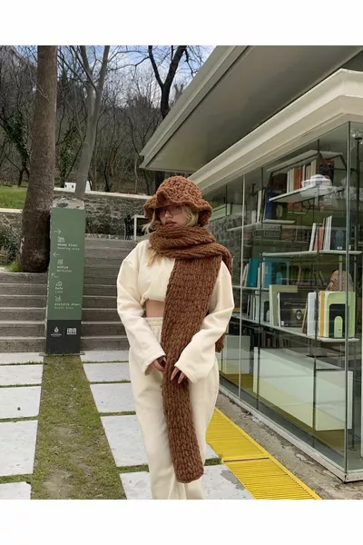 Плюшевый вязаный шарф шарф