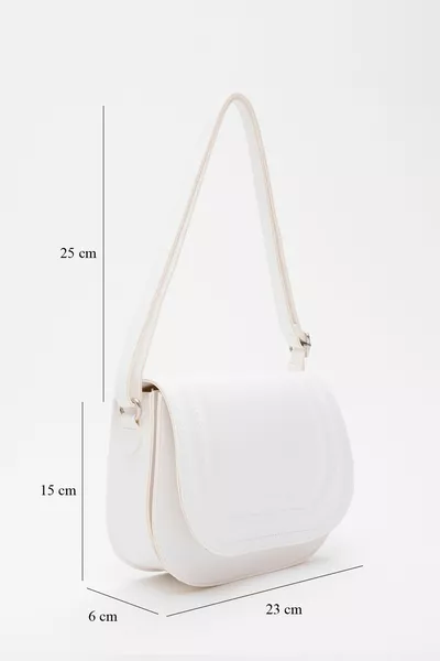 أبيض  فو الجلود 2 مقصورات قابل للتعديل حزام الذراع وحقيبة الكتف L:  W:  W: 6 سم