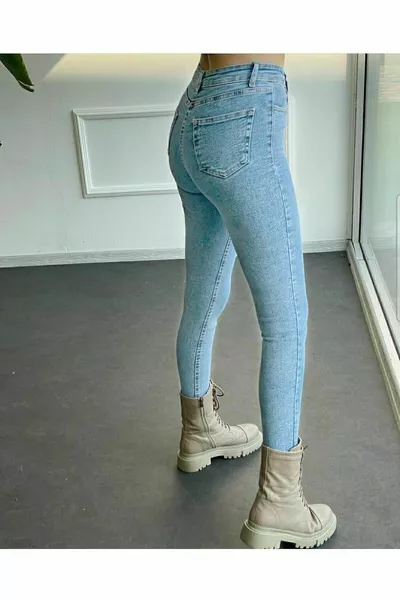 Liza X Blue Snow Wash Skinny Jeans a gamba stretta Avvolgimento in lycra da donna