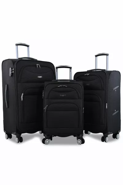 Set di valigie unisex nere da 3 pezzi Set