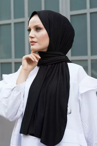 Şal - Siyah Şal Rahat Kullanım Güzel Görünüm Mevsimlik Kumaş Moda Mağaza Trend