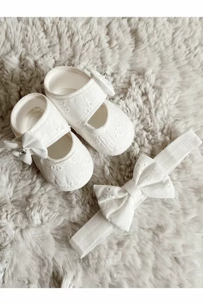 Baby Girl Booties with Booties Ecru Newborn Mevlüt Daily Booties