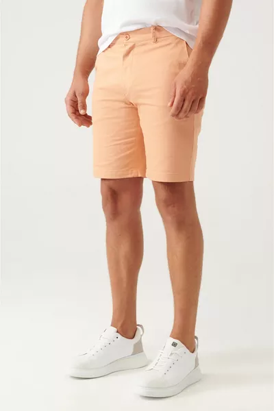 Oranje stretchy getailleerde relaxte short met relaxte pasvorm voor heren 